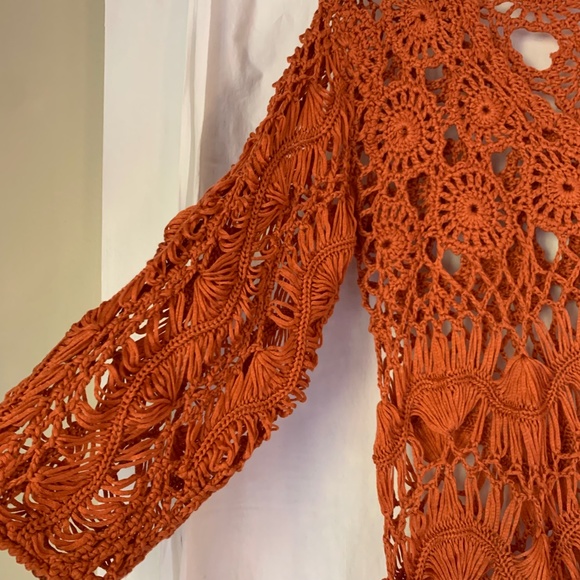 Umgee burnt orange crochet sweater/top - Picture 3 of 5